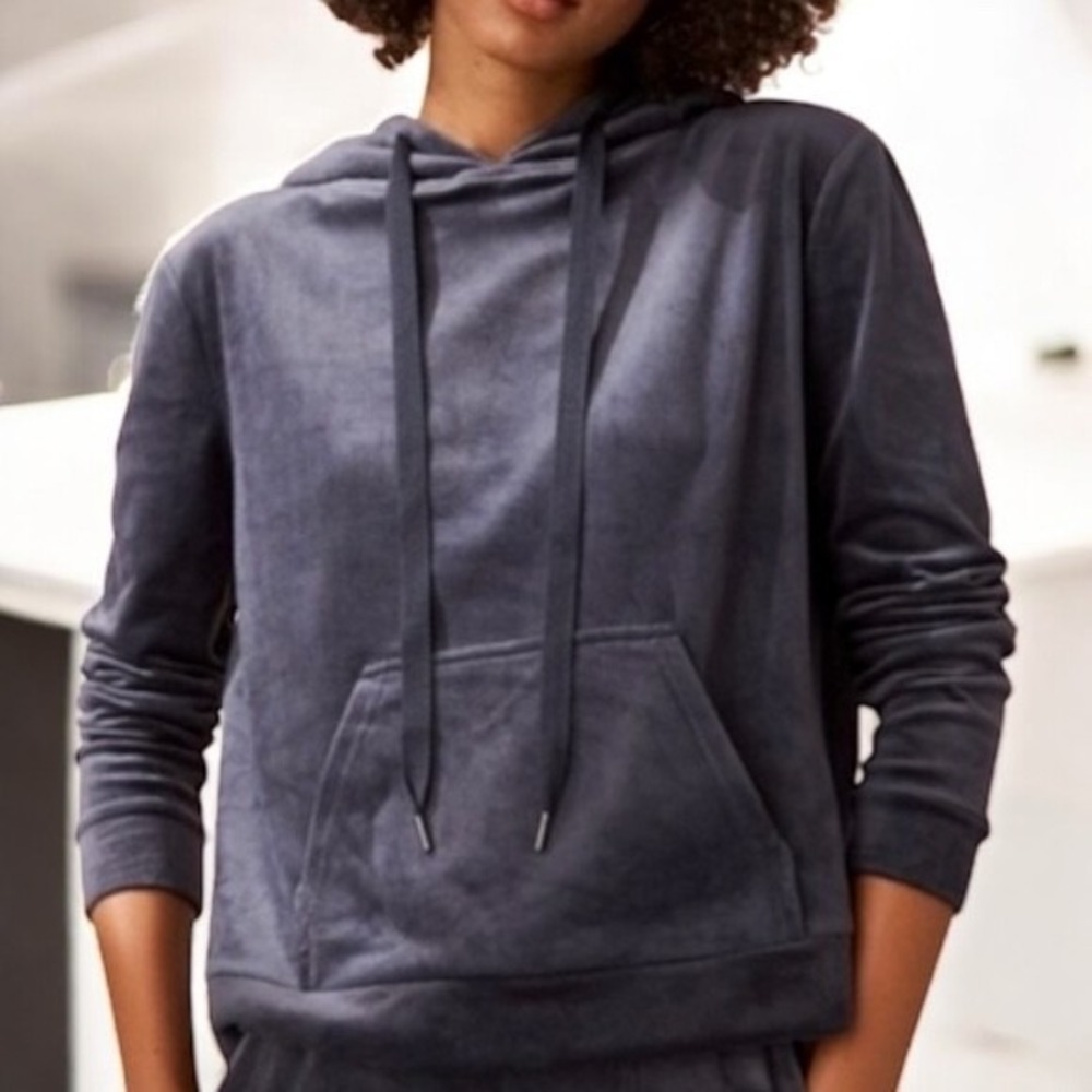 Lou & Grey Soft Velvet Sweatshirt Hoodie Soft Stretch‎ Sz M
